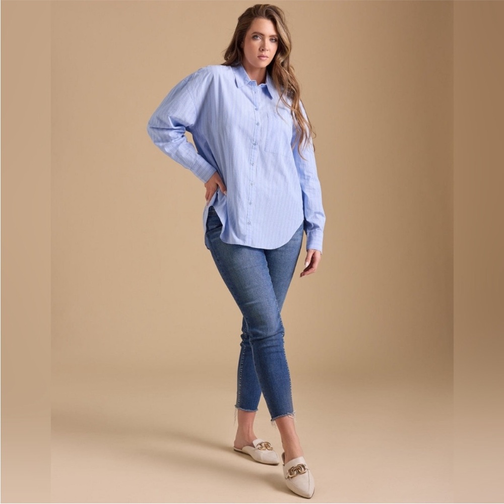 DownEast Buttton-down 100% Cotton boyfriend fit size XSMALL NWT